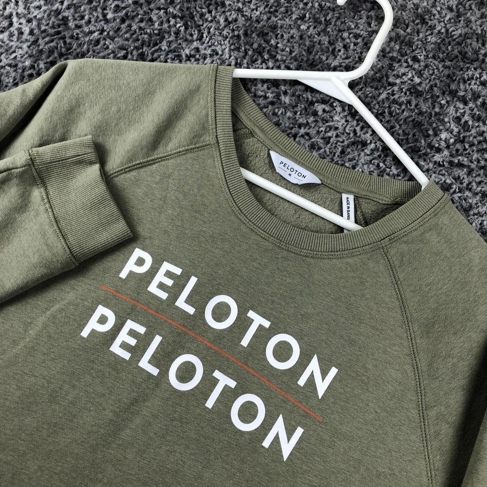 Peloton‎ Sweatshirt Mens Medium Green Fleece Pullover Crewneck PELOTON Graphic